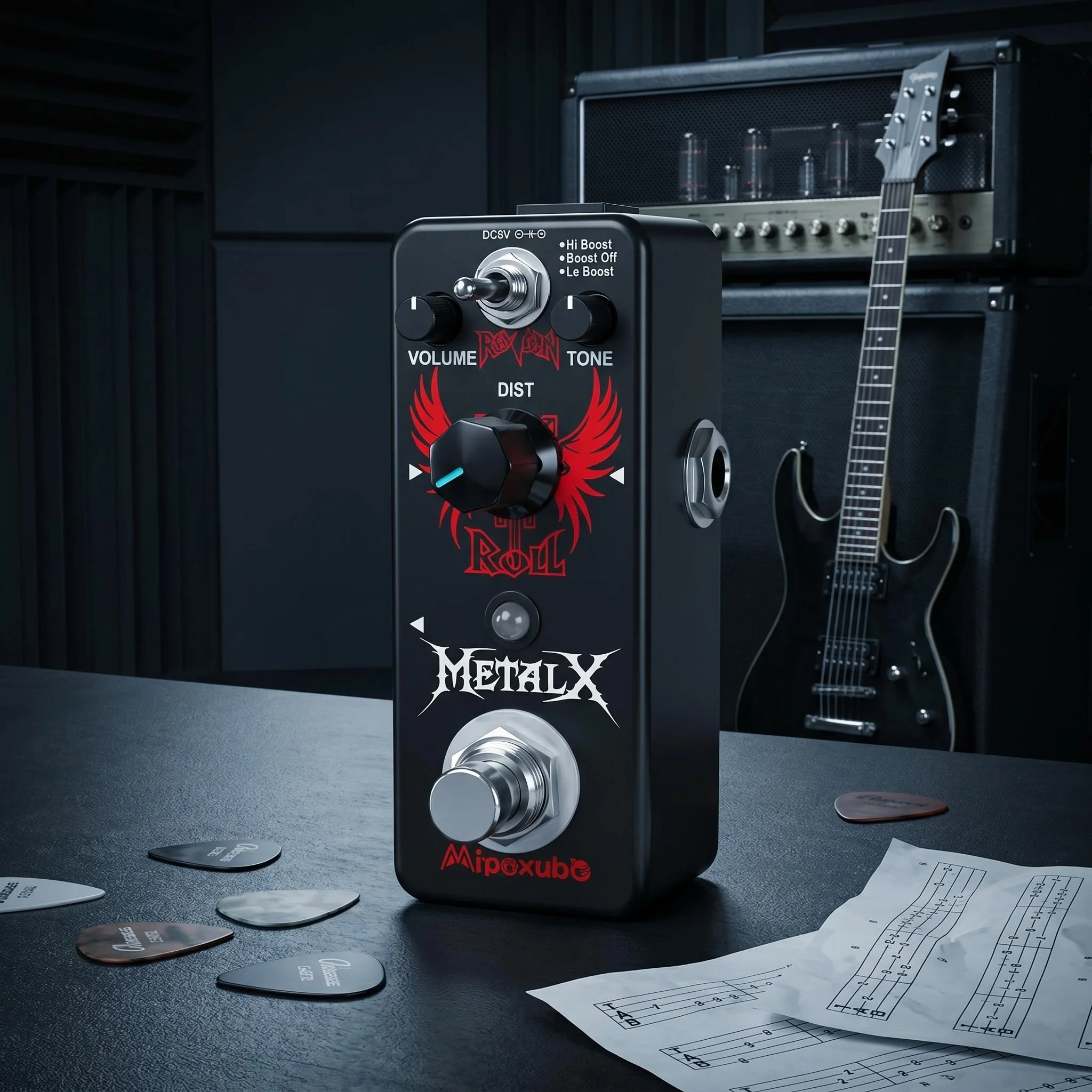 Mipoxube Metal X Distortion Pedal Holy War Heavy Metal Analog Pedal for Electric Guitar Classic 80's Metal Sound Bypass view 6