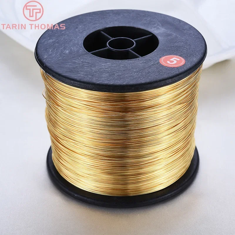 (5571) 5 meter 0,3 MM 0,4 MM 0,5 MM 0,6 MM 0,7 MM 0,8 MM 24 K goud kleur messing maken vorm metalen draad hoge kwaliteit sieraden accessoires