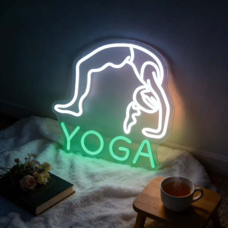 

Yoga Neon Sign LED Night Light USB Rechargeable Sports Theme Decoration Lamp for Bedroom Yoga Studio Gym Gifts for Yogis