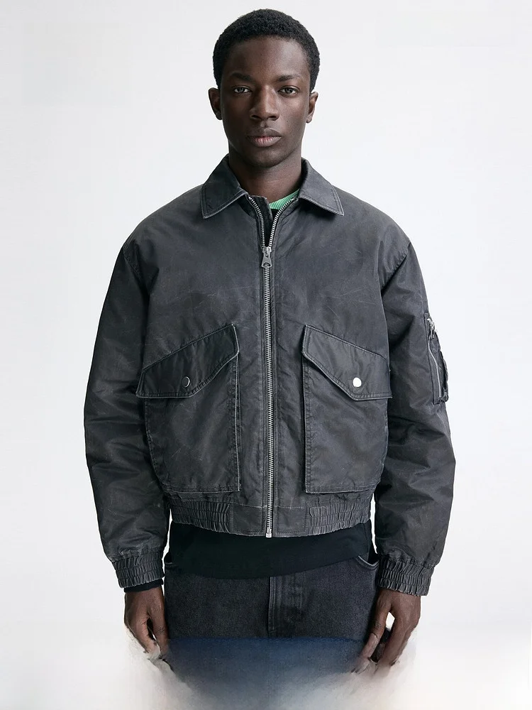 

Мужская хлопковая куртка H&M в стиле ретро, спортивная теплая куртка-пилот с хлопковым наполнителем, повседневная, свободного кроя, стандартной длины, для ежедневной носки, весна 2026