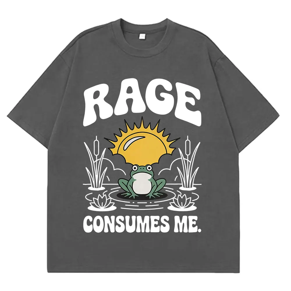 مضحك الغضب يستهلكني الضفدع بركة خمر نمط 90s الجرافيك الرجال النساء Harajuku تيز الصيف موضة عادية القطن الهيب هوب تي شيرت #5