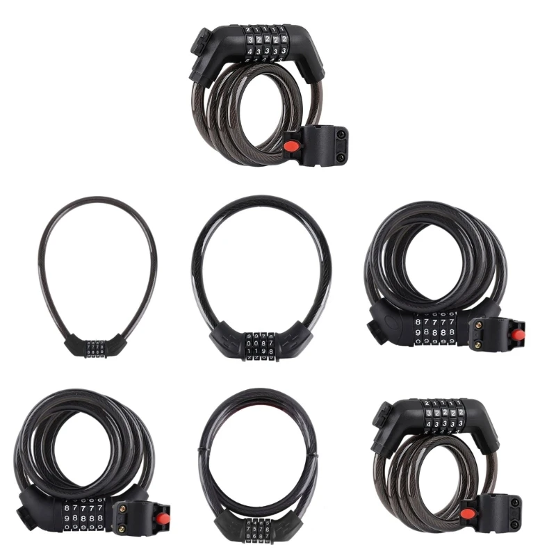 Anti Thefts Bicycles Combination Lock 5 Figure Combination Bike Cable Lock For Motorcycles Outdoor Equipment Protecting