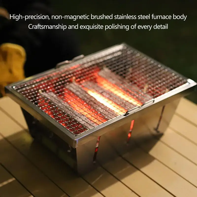 Stainless Steel Fire Pit Portable Firewood Grills Foldable Campfire Grill For Fireplace Outdoor BBQ Camping With Storage Bag