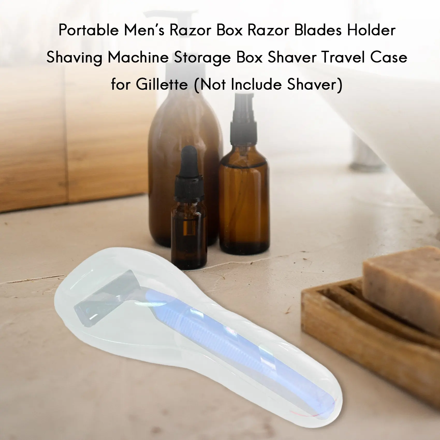 Portable Men\'s Razor Box Razor Blades Holder Shaving Machine Storage Box Shaver Travel Case for Gillette (Not Include Shaver)