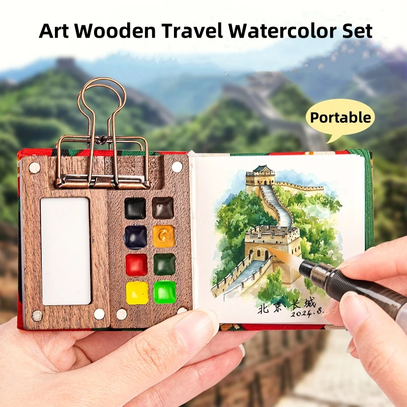 Portable Mini Watercolor Palette With Paint Clip Art Solid Watercolour Paint Dispenser Tray Box for Student Painting Supplies