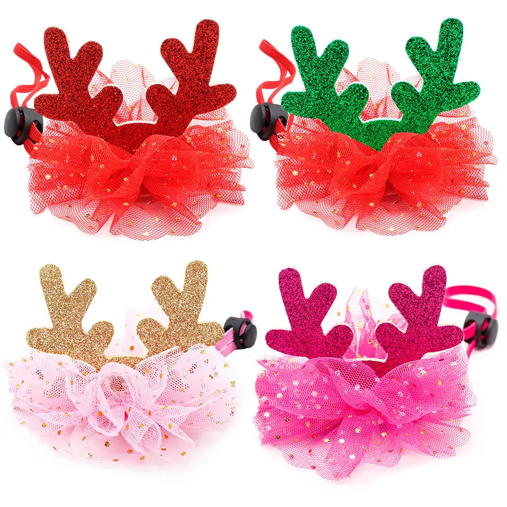 Fahion Christmas Dog Hat/Cap Deer Horn Hat Cute Costume Sequin Tiara Decorate Dog Cat Headwear Cosplay Party Gift Dog Supplies