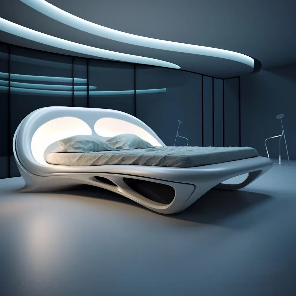 

Italian minimalist special-shaped bedside designer master bedroom double bed