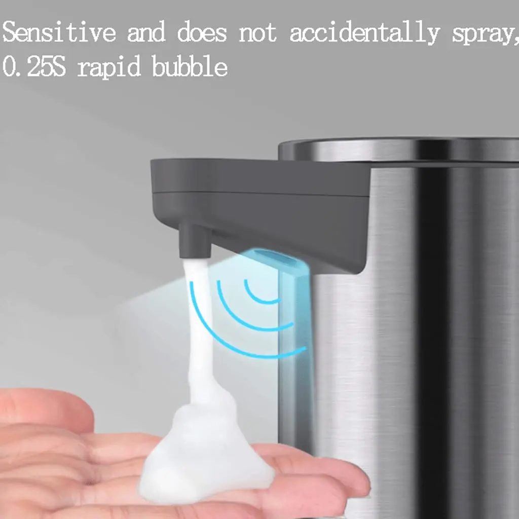 Dispensador automático de jabón líquido, bomba con Sensor sin contacto, para baño, de acero inoxidable 304