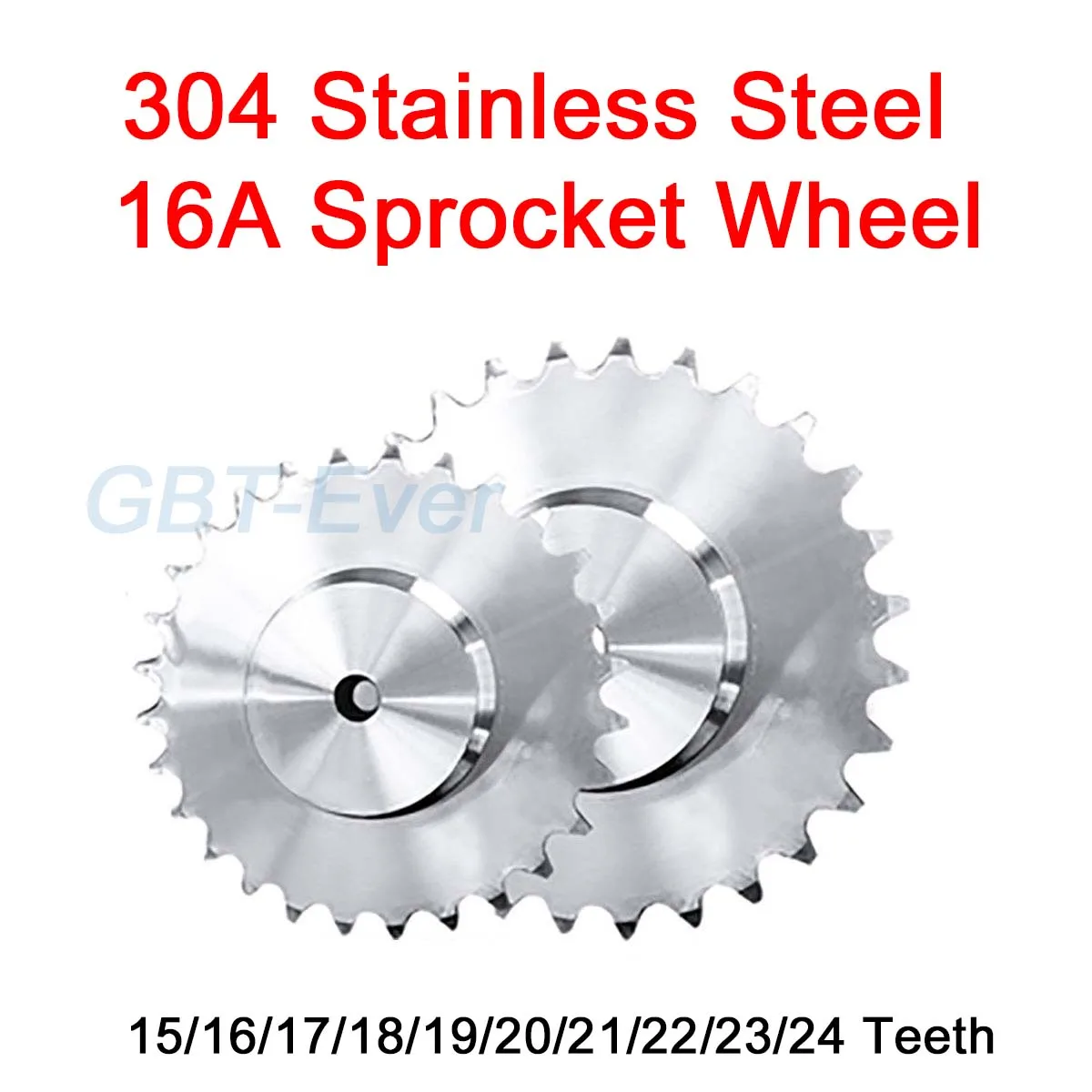 

1Pcs 15T-24T 16A Sprocket Wheel for Roller Chain 15/16/17/18/19/20/21/22/23/24 Tooth 304 Stainless Steel Gear with Step Welding