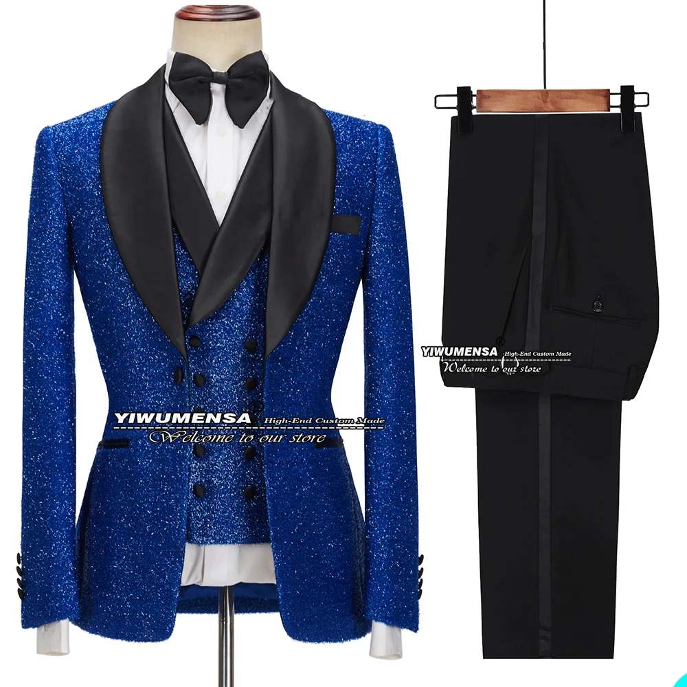 Traje de boda de color burdeos Lurex para hombre, Blazer negro brillante de satén, traje Completo para fumar, traje de negocios PARA CENA