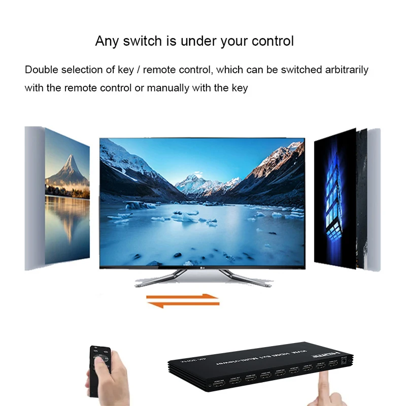 HDMI KVM Multi viewer 4K 8 In 1 Out 1080P KVM HDMI Quad Screen MultiViewer 1X8 HDMI Multi-Viewer Seamless Switcher with IR RS232