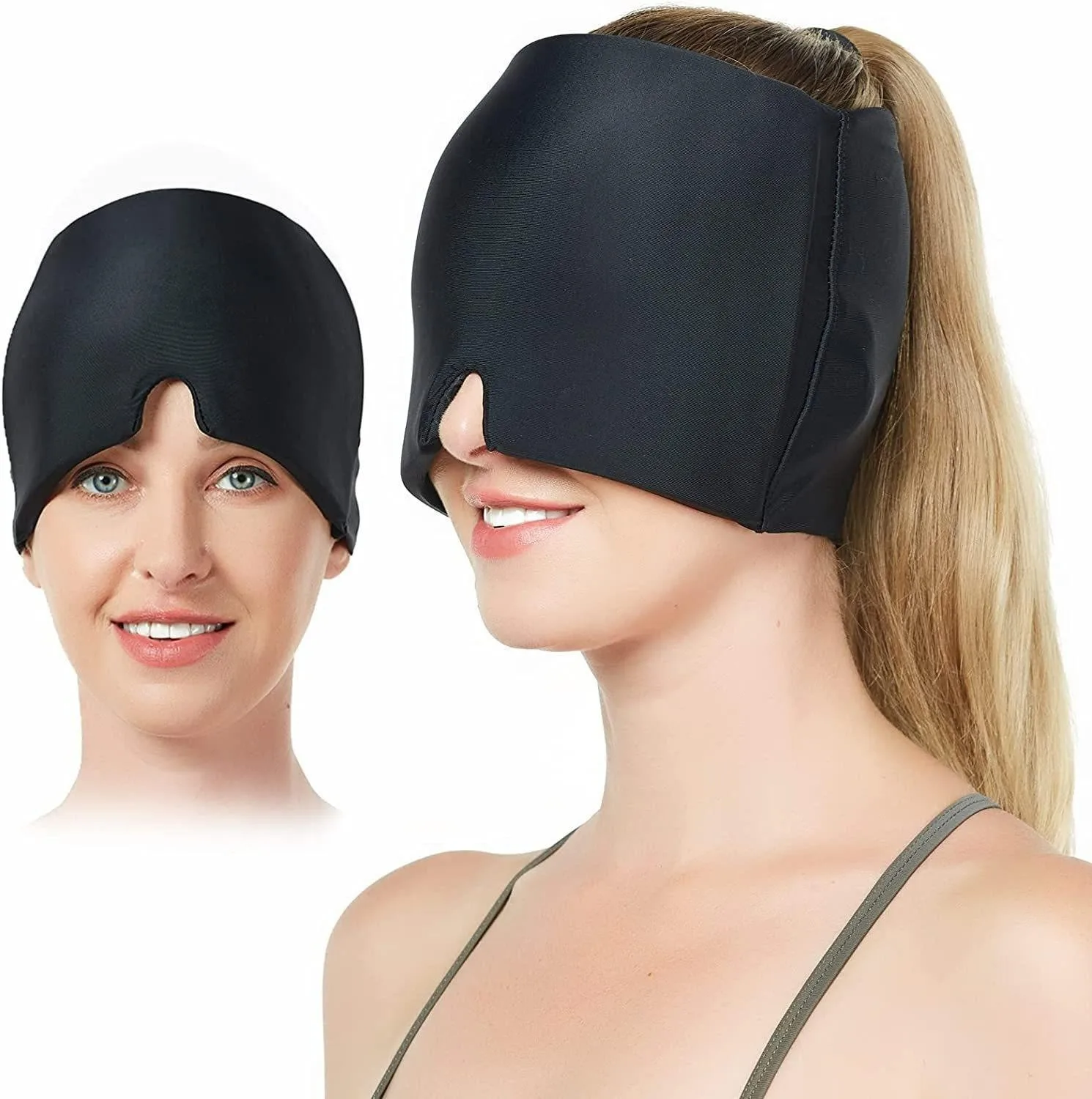 

1pc Ice Cap, Migraine Headache Head Wrap, Hot Cold Gel Hat, Gel Ice Pack, Light Blocking - With Extra Gel On The Top
