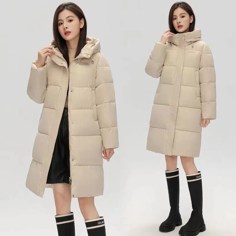 Parka longue à capuche pour femme, doudounes, parkas chaudes, vêtements de neige en coton optique pour femme, veste d\'hiver, nouveau, 2023