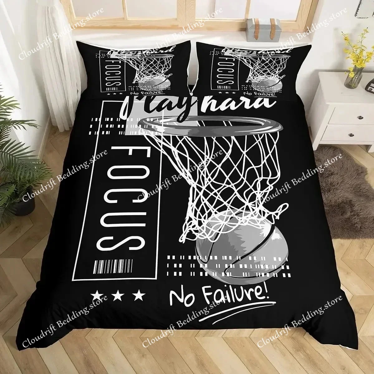 

3D Print Basketball Duvet Cover King for Teen Boys Kids Fire Water Sports Bedding Set Microfiber Ball Game Quilt Cover