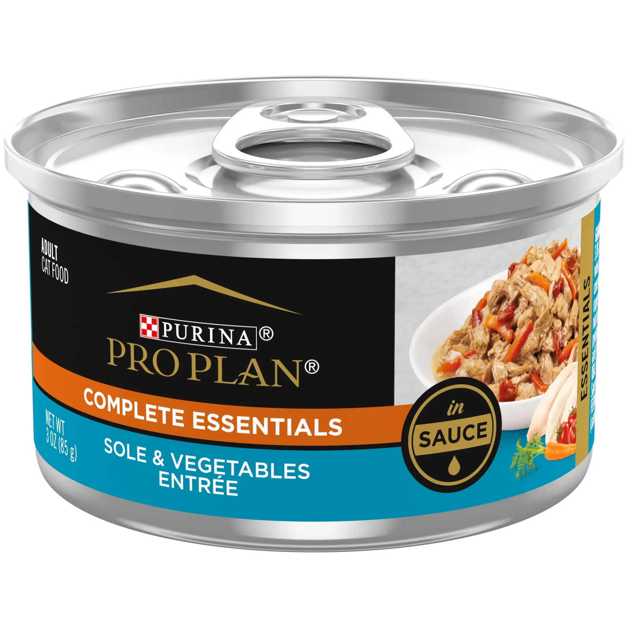 Complete wet cat food with sole vegetables, 3 oz cans, 24-count pack for balanced feline nutrition