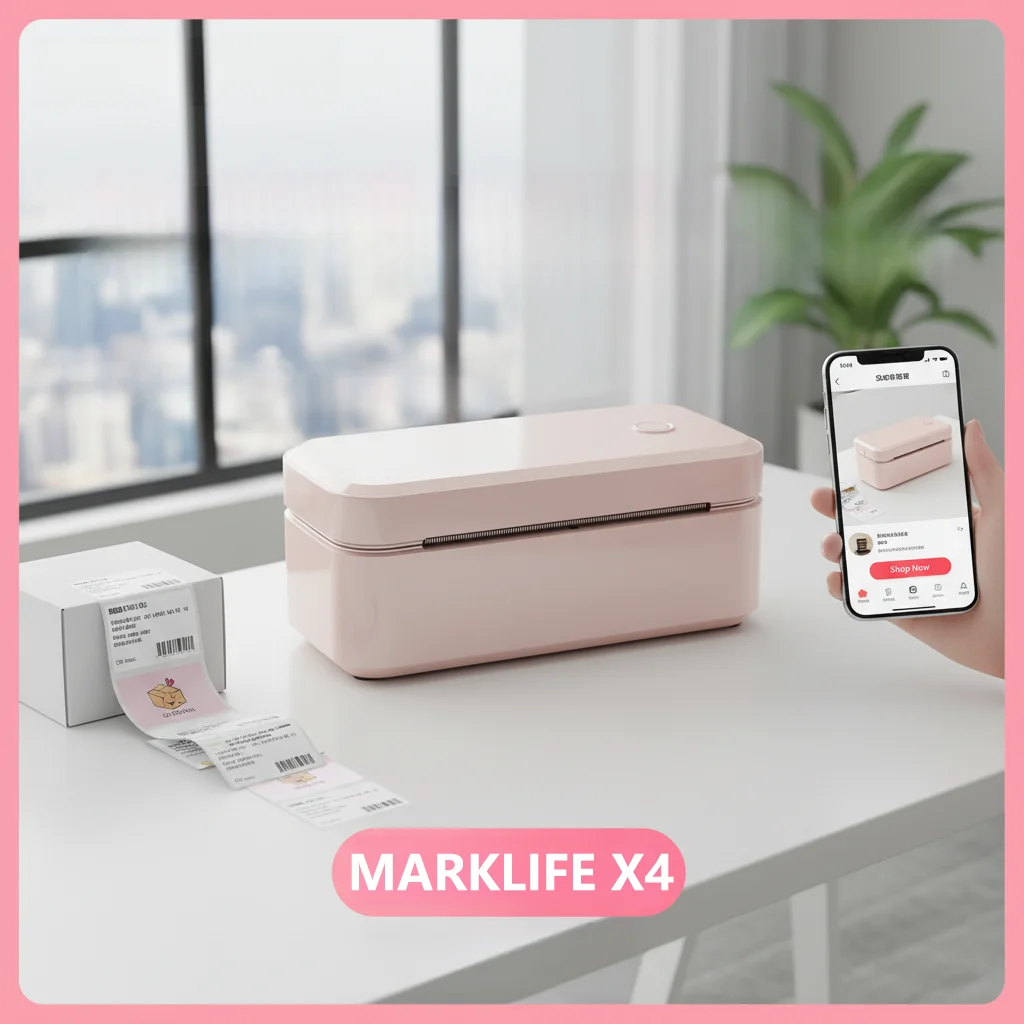 Marklife Thermoetikettendrucker Bluetooth-kompatibel Kleiner Versandetikettendrucker X4 4x6 Zoll für iPhone Android Mac Windows