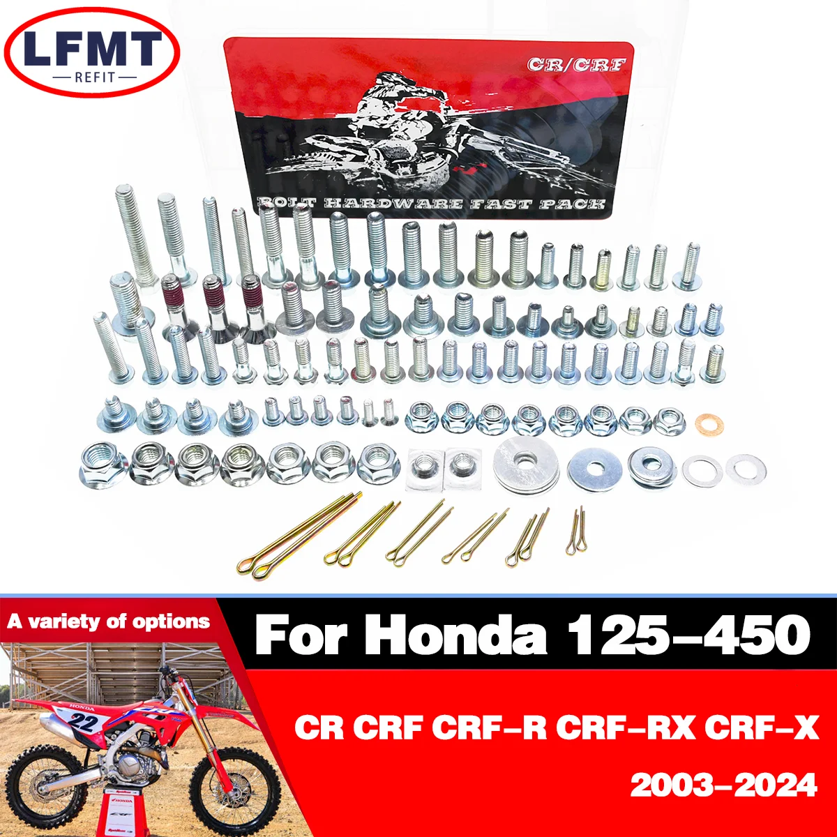 Motorcycle Full Fastener Kit Hardware Bolt screw Factory Style For Honda 125 150 250 350 450 CR CRF CRF-R CRF-X CRF-RX 2003-2025