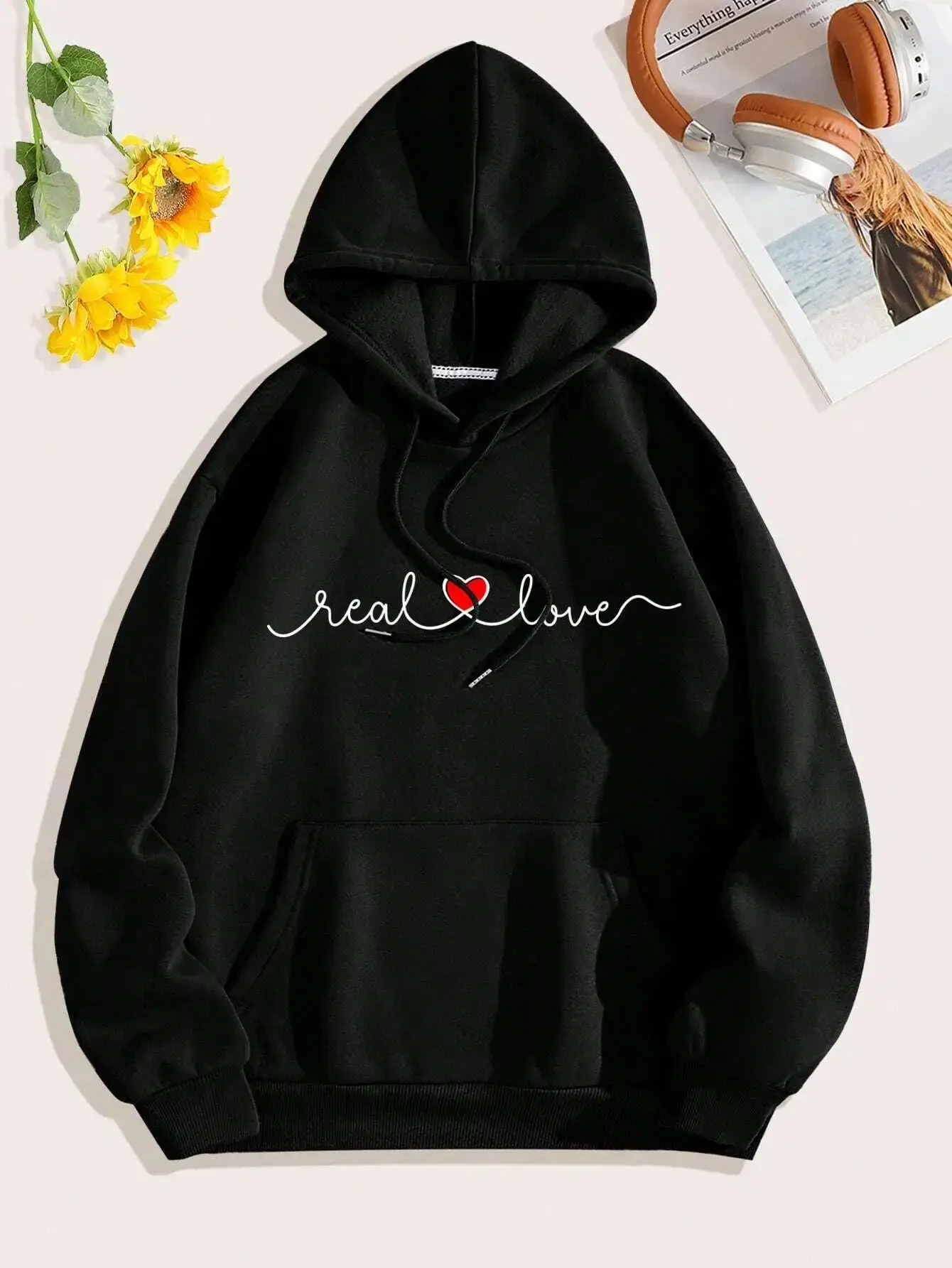 Adult and Kids Cotton Hoodies Simplified Stroke Style Lettering Casual Style Autumn and Winter Fashion Outdoor