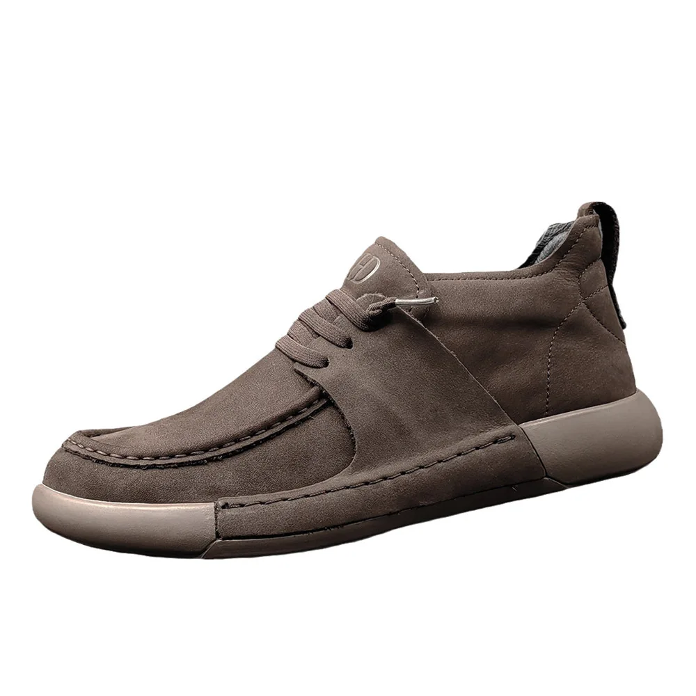 Chaussures décontractées en cuir véritable pour hommes, haut, peluche, chaud, automne, hiver