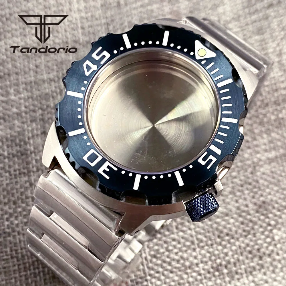 

20Bar 42mm Monster Dive Watch Case Bracelet Black/Blue Bezel AR Sapphire Glass 3.8 Screw Crown Fit NH35 NH36 Automatic Movement