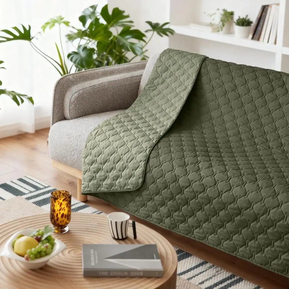 بطانية كبيرة للكلاب مقاومة للماء قابلة للعكس، غطاء ناعم للأثاث والسيارة والحيوانات الأليفة بألوان الزيتون (82 × 120 بوصة)