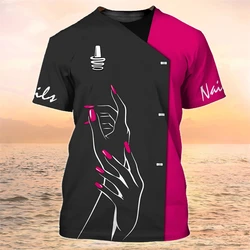 Manicure Pictures for Men's T-Shirts Fashionable Funnytrend Digital Printing Casual Round Neck Short Sleeved Tops