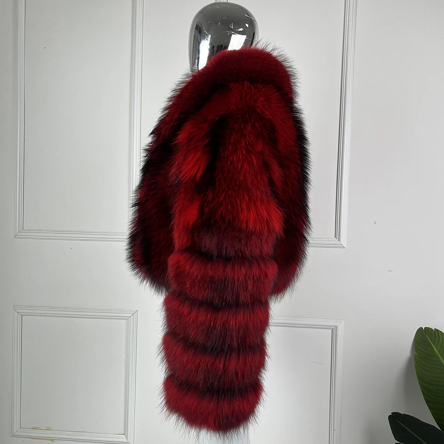 سترة شتوية نسائية معطف فرو الثعلب الراكون الحقيقي مع ياقة ملابس خارجية من فراء الراكون الأصلي الأكثر مبيعًا معطف فرو طبيعي