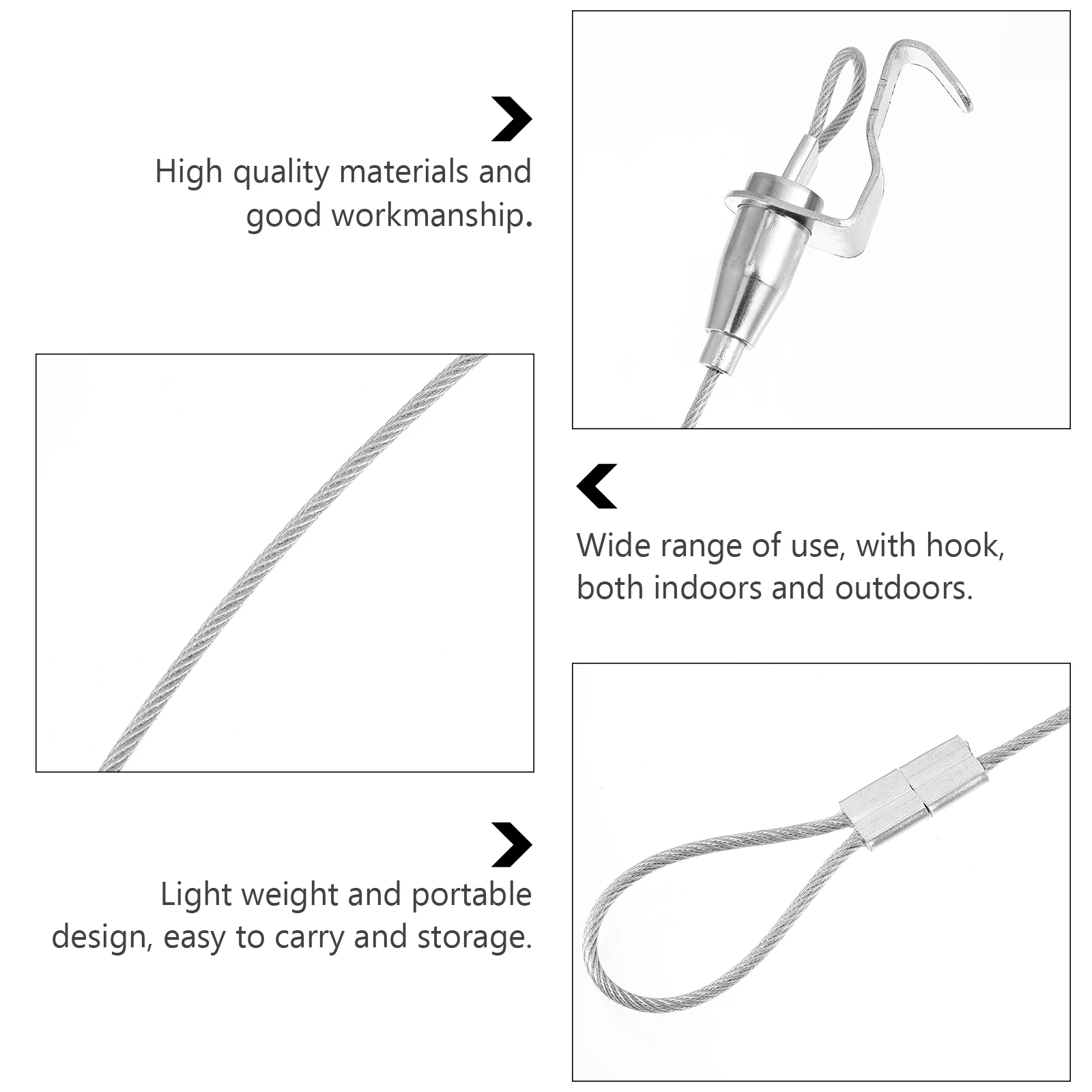 

2Pcs Stainless Steel Curtain Hanging Cable Durable Lanyard Rope Thick Texture Load Bearing for Curtains Rooms Curtain Steel Rope