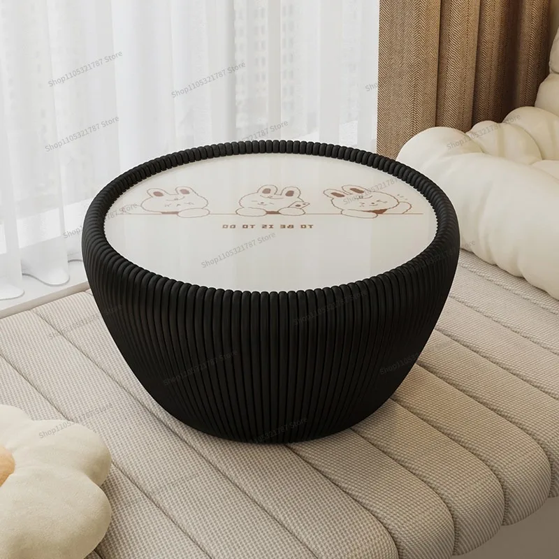 For Cream Wind Bay Window Coffee Table Bedroom Balcony Round Glass Small Table Simple Coffee Table