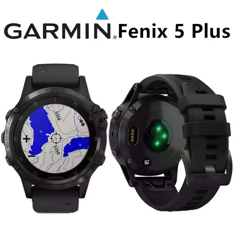 Garmin Fenix 5 Plus (Se ha usado.) Reloj deportivo con GPS y monitor de frecuencia cardíaca óptico para exteriores, compatible con cambio de idioma múltiple