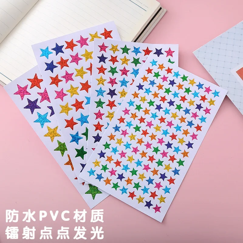 5pcs Laser Color Sparkle Reflective Five-pointed Star Sticker Children's Reward DIY Decorative Star Sticker