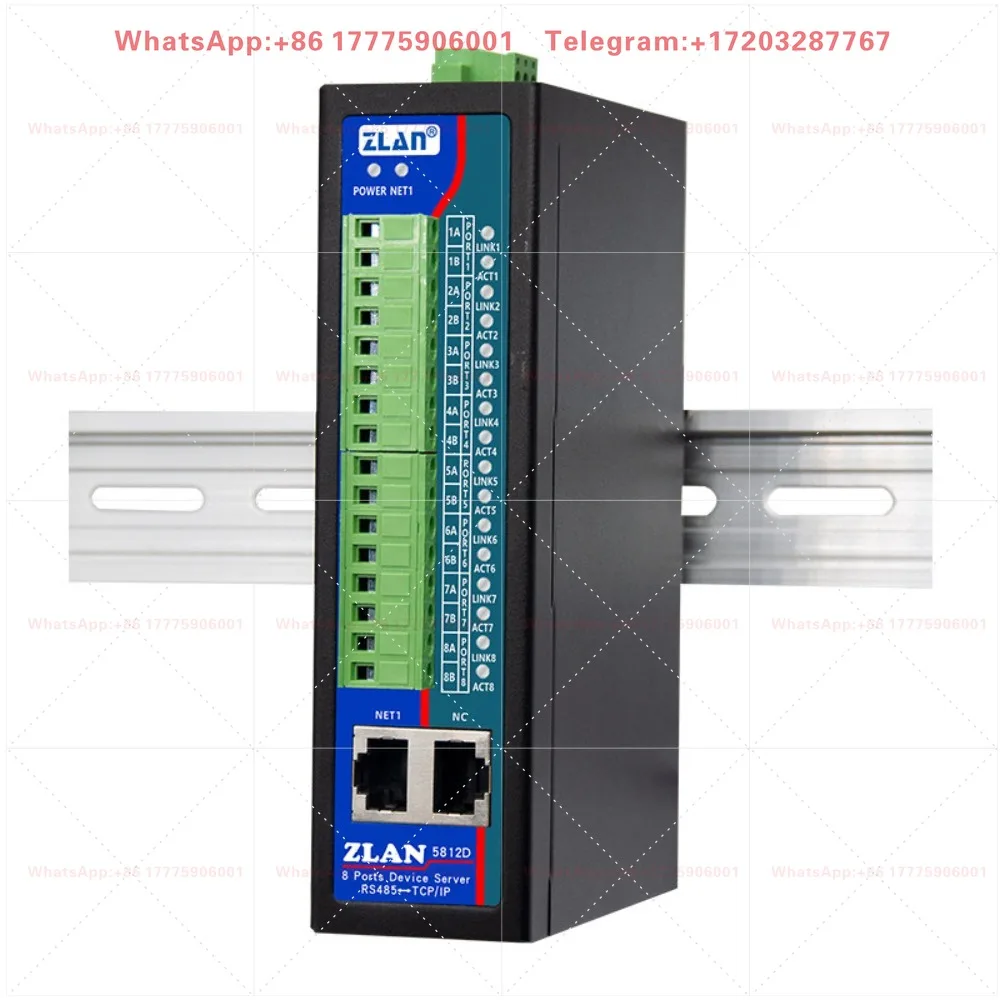 [ZLAN] Rail type 8 serial port server 8-channel RS485 multi-serial port to Ethernet Modbus/MQTT gateway RTU to TCP
