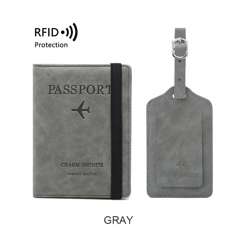 PU Leather Wallet Travel Passport Luggage Tags Kit Purse Card Travel Accessories Hand Carry Passport Business Cards Holder