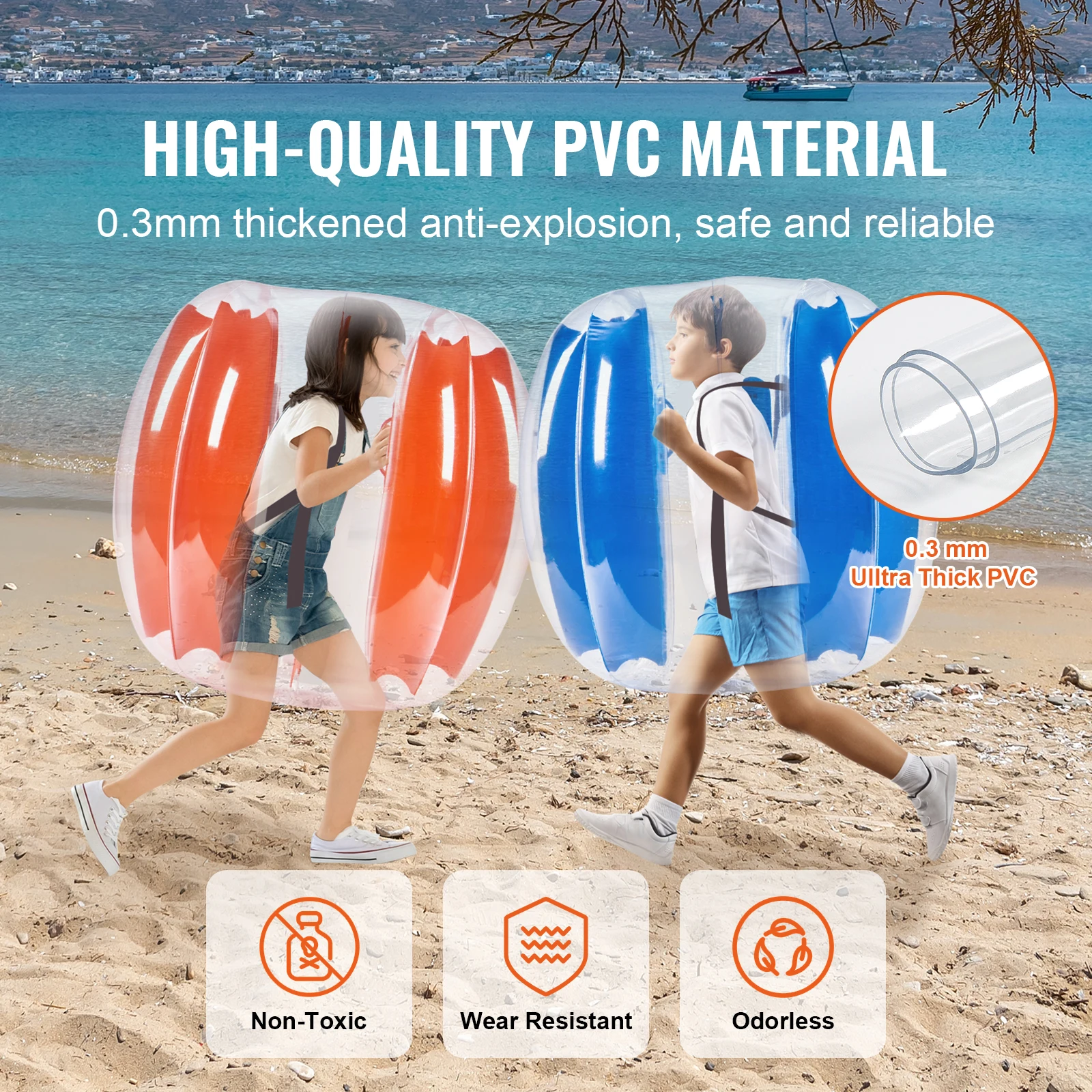 SucceBuy 2-Pack 2/3FT Bolas de pára-choque infláveis Corpo Sumo Zorb Bolas para crianças e adolescentes Bolas de bolha de hamster humano em PVC durável