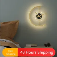 Clock Wall Lamp for Living Room Bedroom Shop Hotel Decoration Sconce Light Fixtures Lighting Modern Nordic Led Background Decor