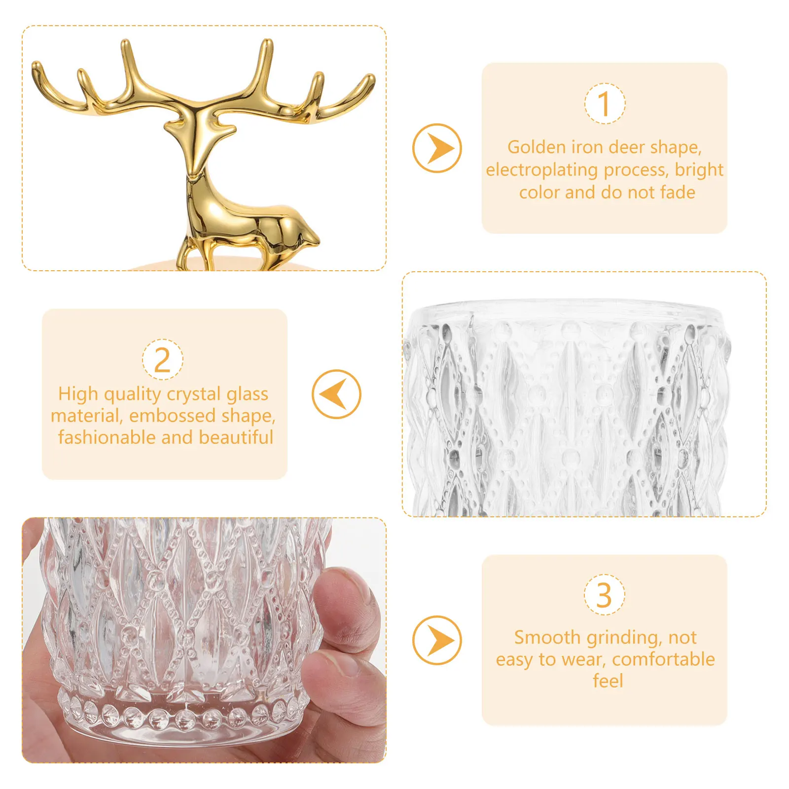 

1Pcs Decorative Deer Head Storage Canister Glass Jar Embossment Candy Jar Storage Container for Wedding Toothpick Household