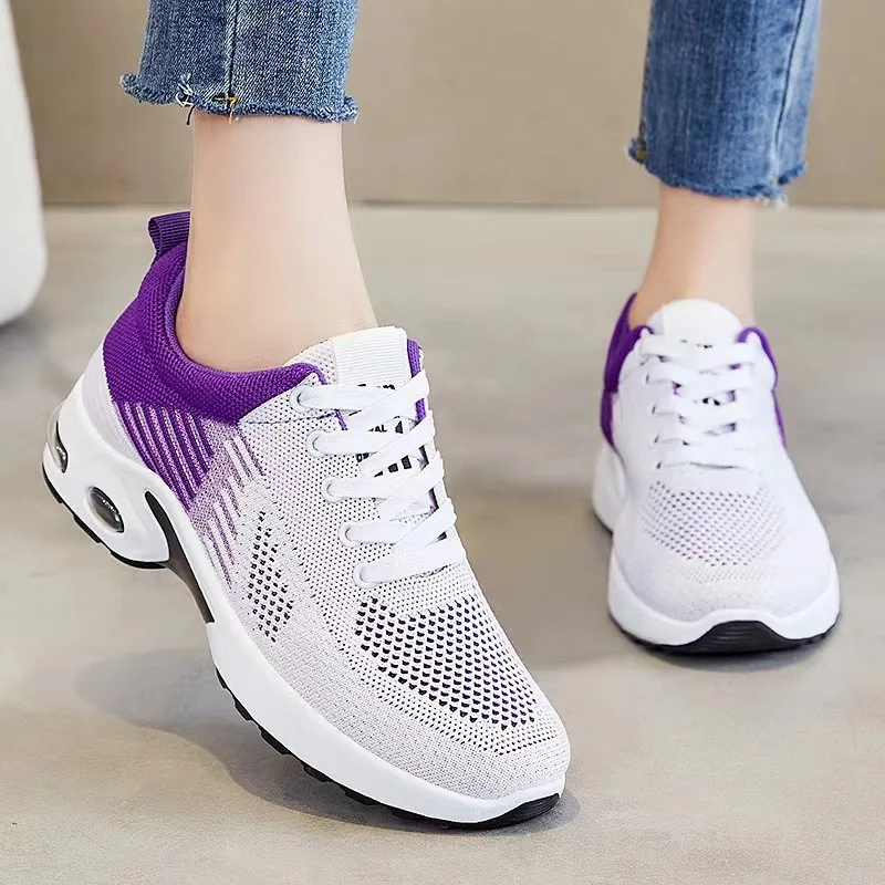

New Running Shoes Ladies Breathable Sneakers Summer Light Mesh Air Cushion Women's Sports Shoes Outdoor Lace Up Training Shoes