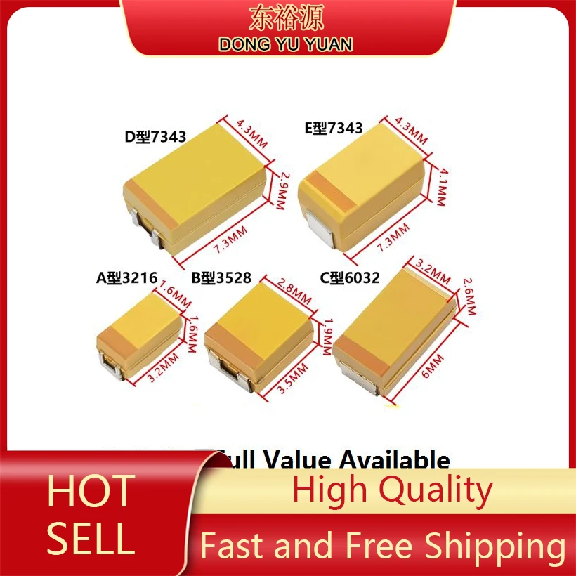 10PCS C Type 22UF 47UF 68UF 100UF 220UF 330UF 4V 6.3V 10V 16V 25V 35V Tantalum Capacitor C 226 686 106 337 227 476 107 10UF