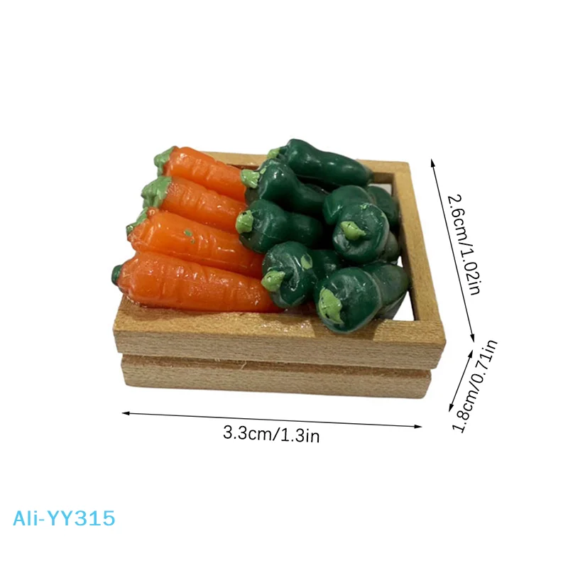 

1 Set 1/12 Dollhouse Miniature Simulation Vegetable Carrots Chili Food Toy with Basket Dollhouse Kitchen Decoration Toys