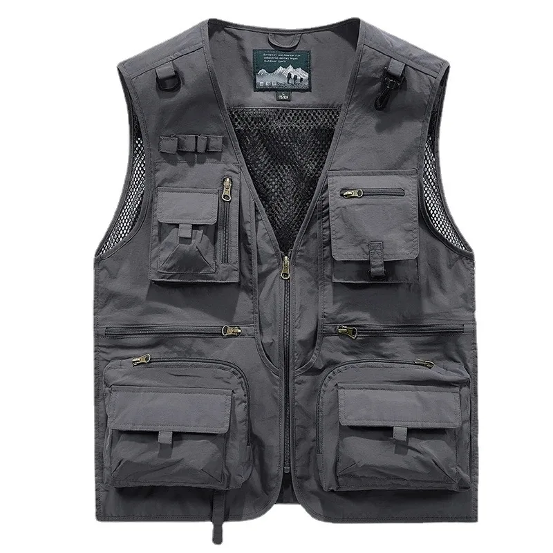 

Waistcoat Vest Jacket Men Multi-Pocket Classic Male Sleeveless Coat Outdoor Photographer Fishing Jackets Travel Clothes