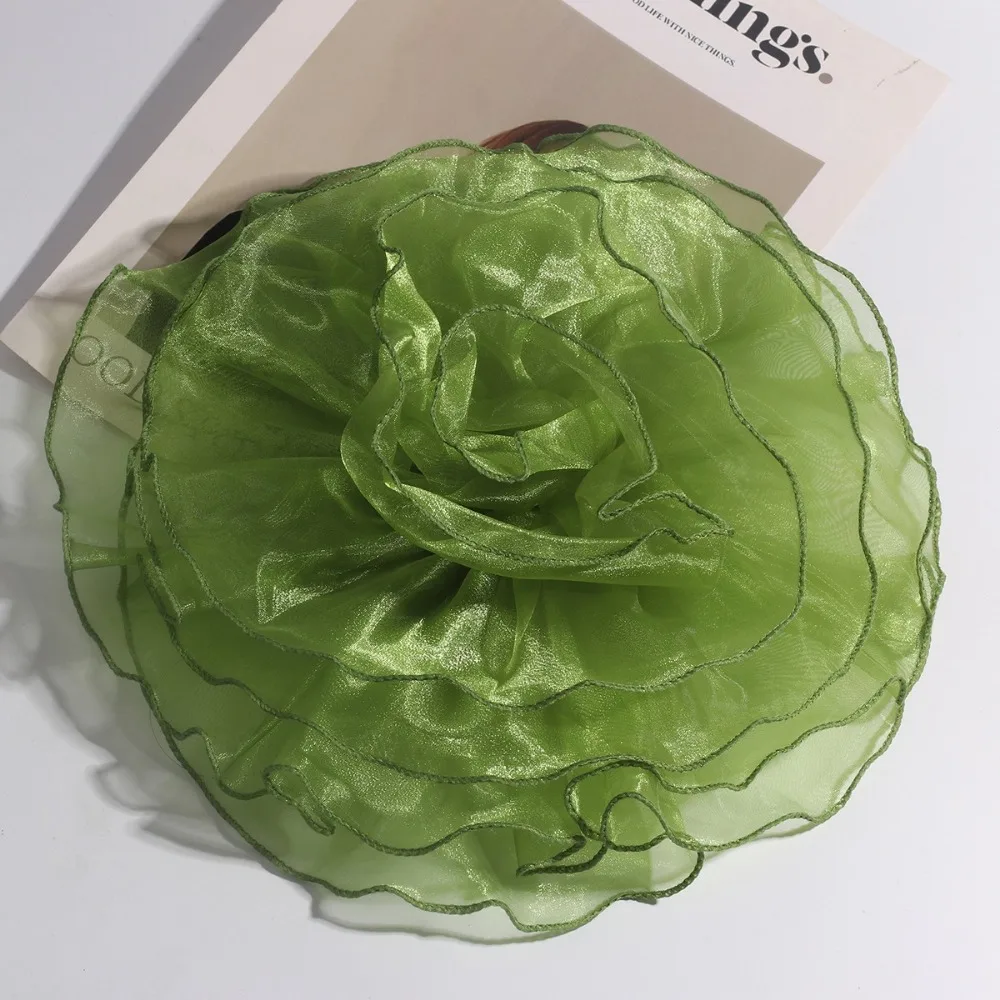 Fashion 28cm Fabric Flower Brooch Lace Exaggerated Clothing Patch Clip Large Handmade 3D Corsage Clothes Decoration