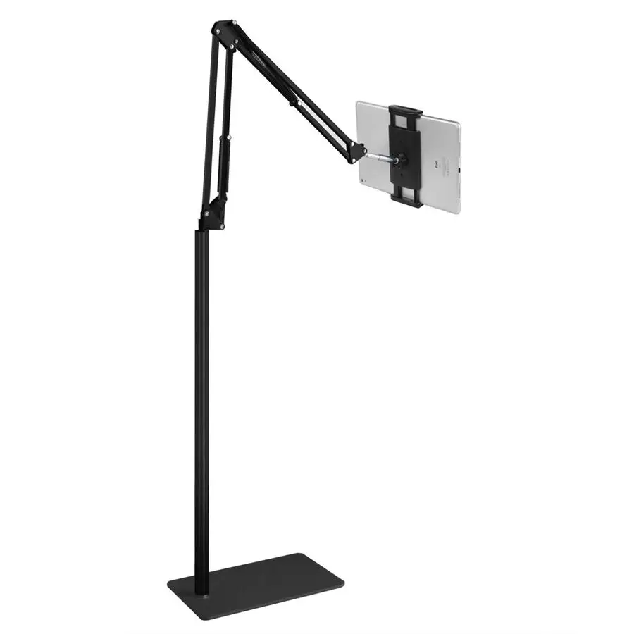 

Floor Stand with 5LB Metal Base, Overhead Bed Phone Stand Angle Height Adjustable Holder, Universal Floor Stand Compatible with