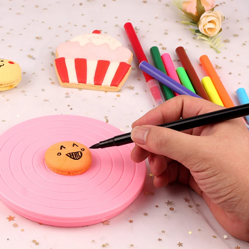 DIY Cake Rotary Table Mini Plastic Fondant Cake Turntable Revolving Platform Anti-skid Round Cookie Stand Rotating Kitchen Tools