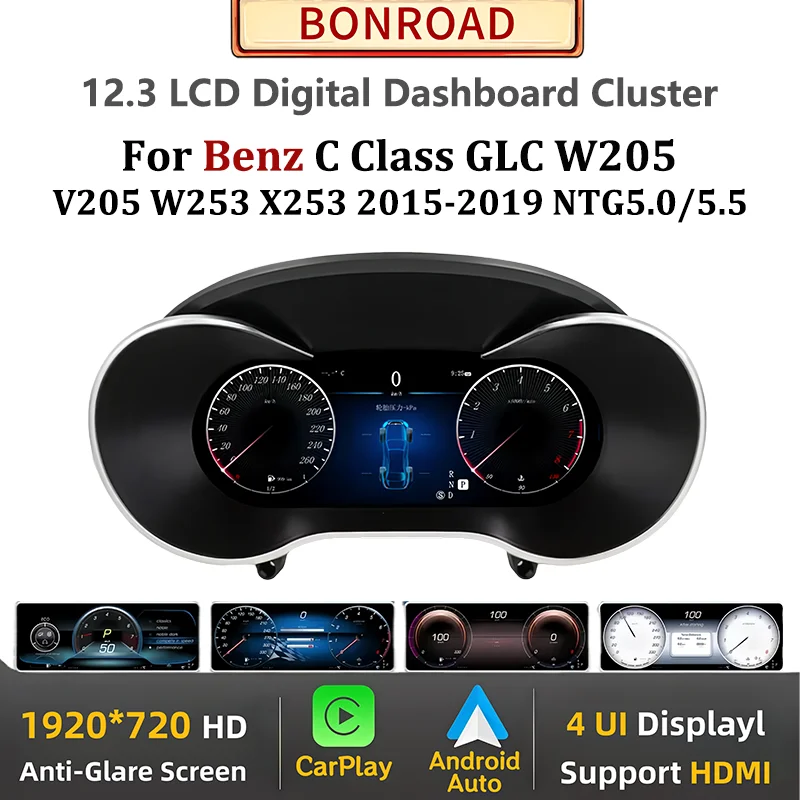 12.3'' LCD Digital Dashboard Cluster For Mercedes Benz C GLC W205 W253 X253 2015-2019 NTG5.0 5.5 Auto Instrument Paneel Cockpit