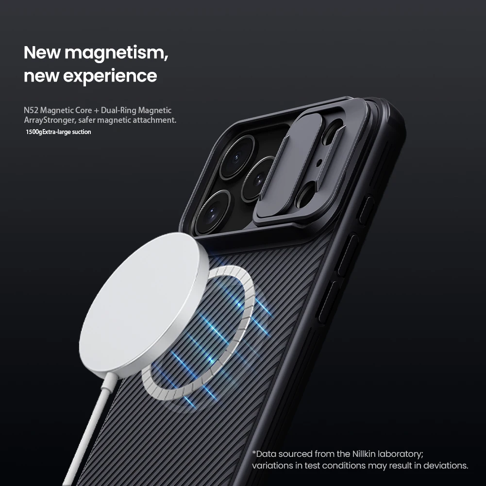 Magnetyczne etui NILLKIN do iPhone'a 17/17 Air/17 Pro/17 Pro Max, osłona przesuwna na aparat, kompatybilne z Magsafe, cienkie etui chroniące prywatność. — zdjęcie produktu 6