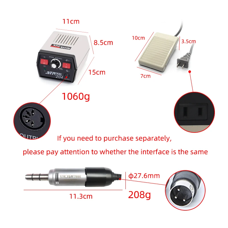 Equipment Dental Micromotor+handpiece Machine 35000RPM Teeth Polishing Manicure Grinding Machine Lab Carving Polishing 204+108E