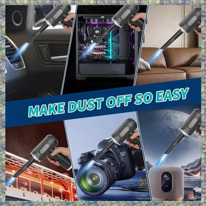 منفضة هواء مضغوط كهربائية 2 في 1 من WON، منفضة هواء لاسلكية ومكنسة كهربائية، منفاخ منفضة هواء، 3 سرعات قابلة للتعديل #5