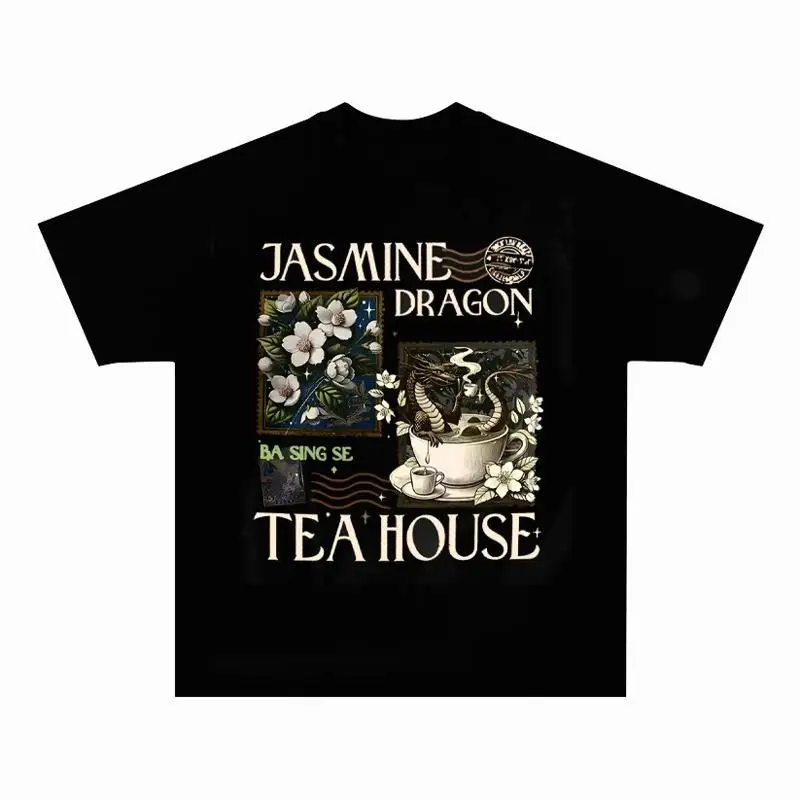 Jasmine Dragon Tea Shop Retro T Shirt short sleeve S 5XL