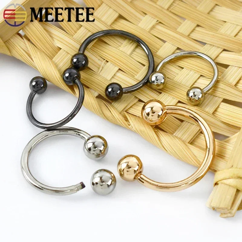 5/10Pcs Meetee 15-60mm Metal U-shaped Rings Buckle Double Screw Buckles Clothes Swimwear Collar Strap Decor Clasp Hook Accessory