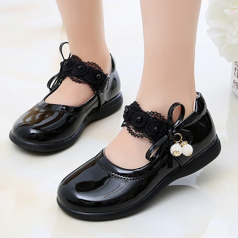 

*Hot Selling Elegant Pearl Children's Soft Flat Shoes Spring and Autumn Fashion Princess Bow Comfortable Casual Shoes